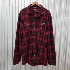 Eddie Bauer Shacket Men's XLT Red Plaid Button Up Shirt Jacket Fleece